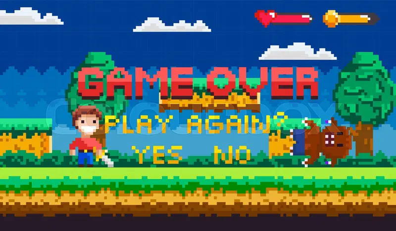 Billede af en computerskærm med "Game over"