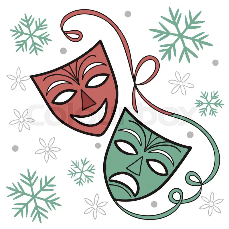 Billede af to masker - en glad og en sur